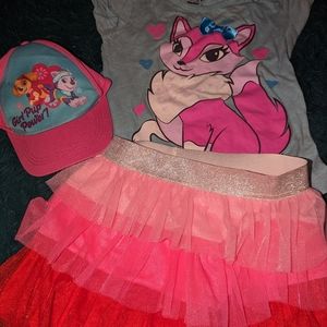 Girl's bundle size Large 10-12 shirt and skorth, Paw Patrol Girl pup power cap